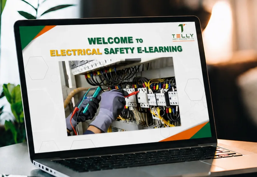Telly electrical safety e-learning on a laptop