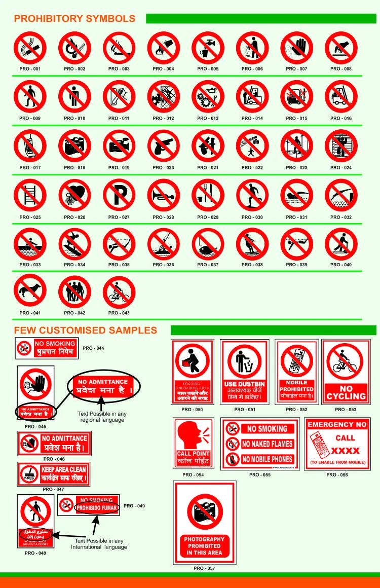 PROHIBITORY SIGNS